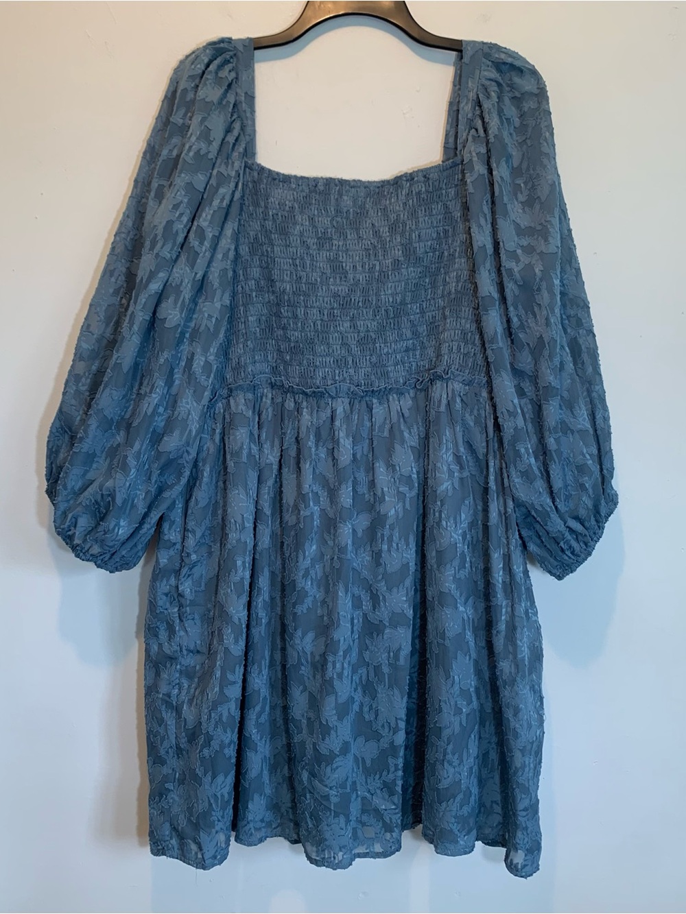 Arula Smocked Babydoll Mini Dress Blue B 2X